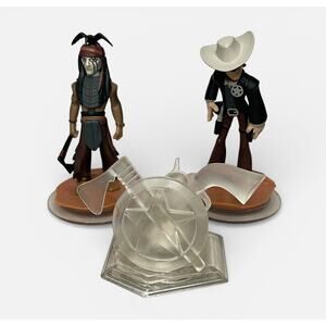 Disney Infinity Lone Ranger Figure Lot Tonto Lone Ranger + Playset Piece